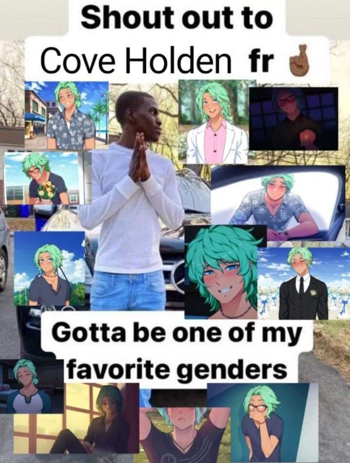 a man standing in front of a bunch of pictures with words above him that say,'shut out to cove holder f gota be one of my favorite genderers