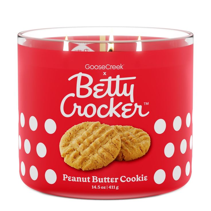 betty crocker peanut butter cookie in a red polka dot tin with white dots