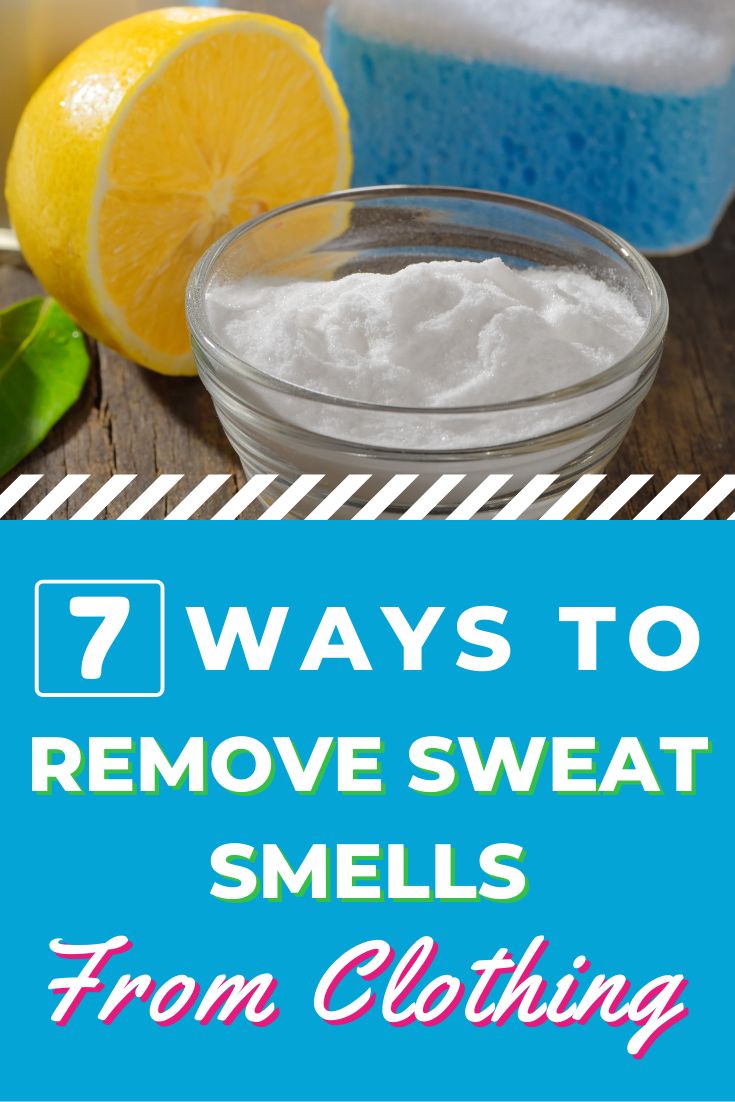 two lemons, one blue and one yellow with the words 7 ways to remove sweat smells from clothing