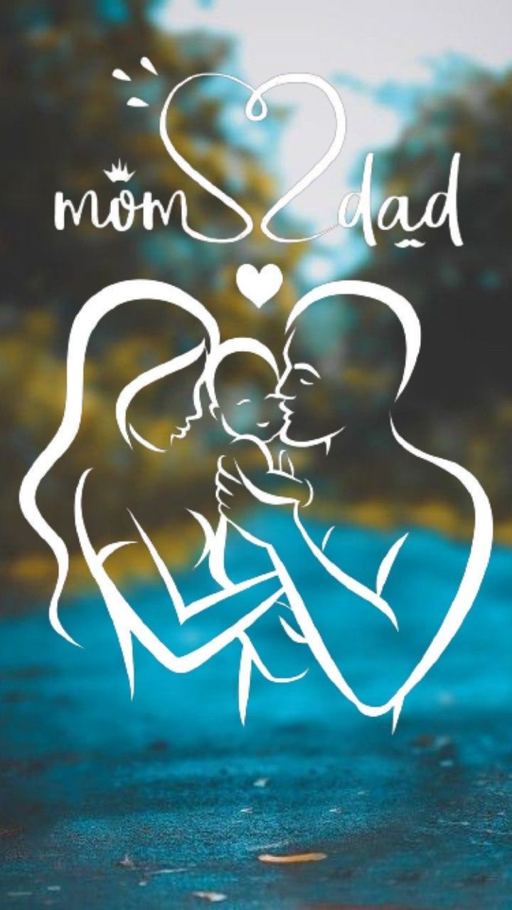 a couple kissing each other with the words mom and dad written on it in white