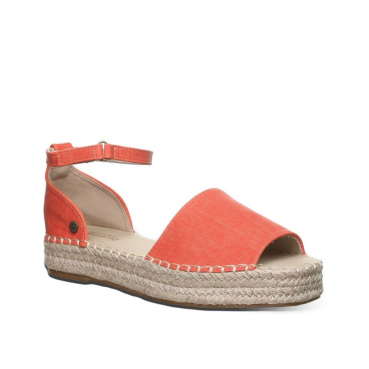 Bearpaw-Affogato Sandal Feel like you're on a never-ending vacation with the woven details on the Affogato sandal from Bearpaw. The braided espadrille adds an intricate touch, while the platform design gives the right amount of lift. Complete with a chic square open toe and a delicate ankle strap. Coral Sandals, Color Coral, Espadrille Sandals, Round Toe Heels, Spring 2024, Hook And Loop, Platform Heels, Shoes Online, Warm Weather