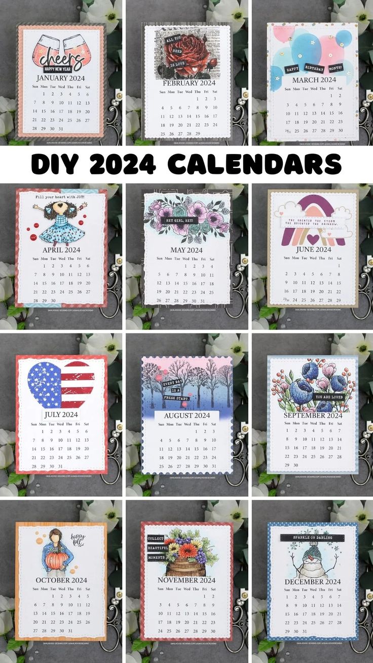 calendars with the words diy 2024 on them