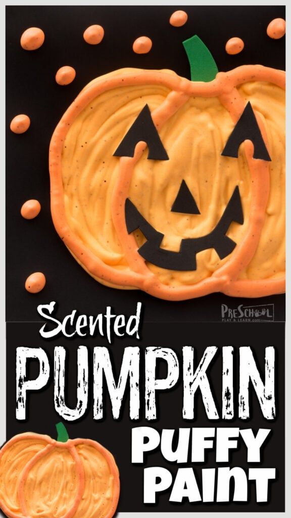 an image of a pumpkin puffy paint with the words, scented pumpkin puffy paint