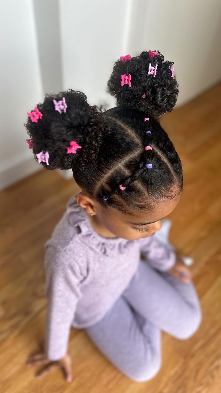 - Check more at https://howcandothis.com/hairstyleideas/73581/ Curly Hairstyles Kids Daughters, Hair Styles For Little Kids, Kids Hairstyles Natural Hair, Natural Hair Styles Kids, Mixed Toddler Hairstyles, Baby Hairstyles Short Hair, Hairstyles For Curly Hair Kids, Cute Hairstyles For Black Kids, Quick Toddler Hairstyles Black