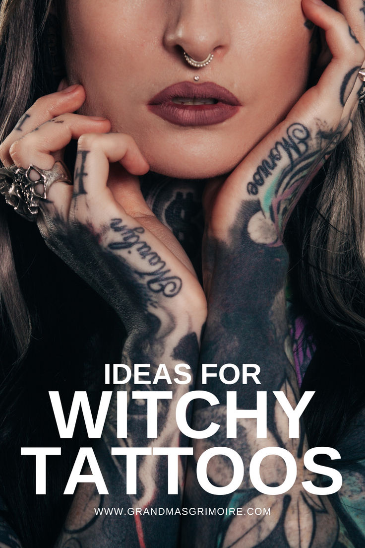 ideas for witchy tattoos Tattoos Of Witches, Which Tattoos For Women, Pagan Chest Tattoo Female, Wiccan Symbols Tattoo, Jezebel Tattoo, Modern Witch Tattoo, Witchy Simple Tattoo, Magic Moon Tattoo, Villian Tattoo Ideas For Women