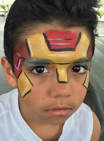 Ironman face paint Iron Man Face Paint, Iron Man Halloween Costume, Superhero Face Painting, Iron Man Face, Face Painting Tips, Face Painting For Boys, Ironman Costume, Face Painting Tutorials, Festival Face