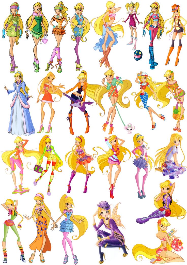 a bunch of barbie dolls that are all dressed up in different styles and colors,