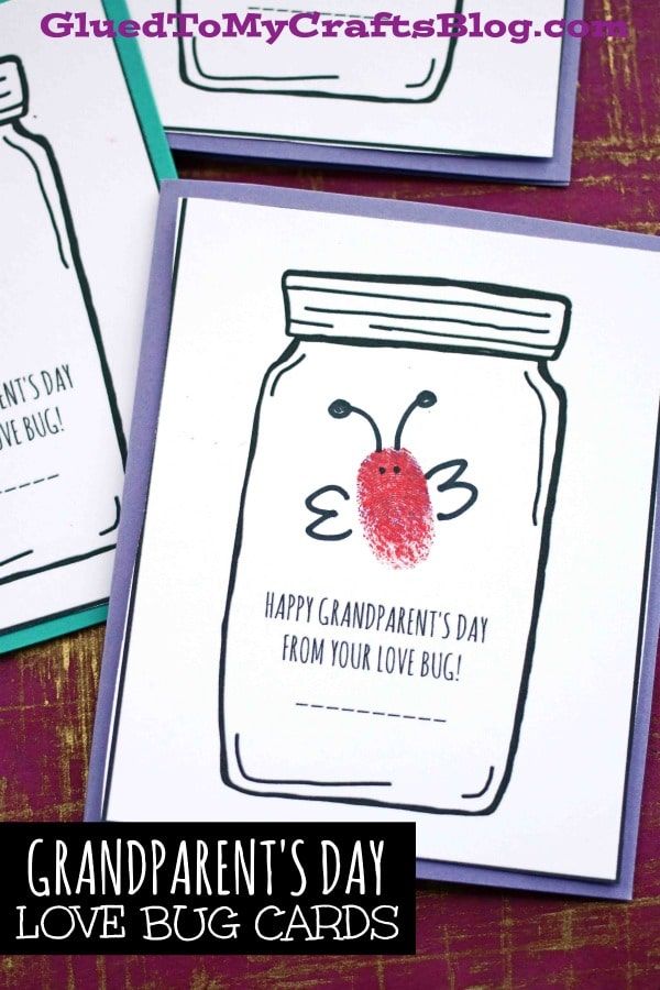 two cards with the words happy grandparents day on them, and an image of a mason jar