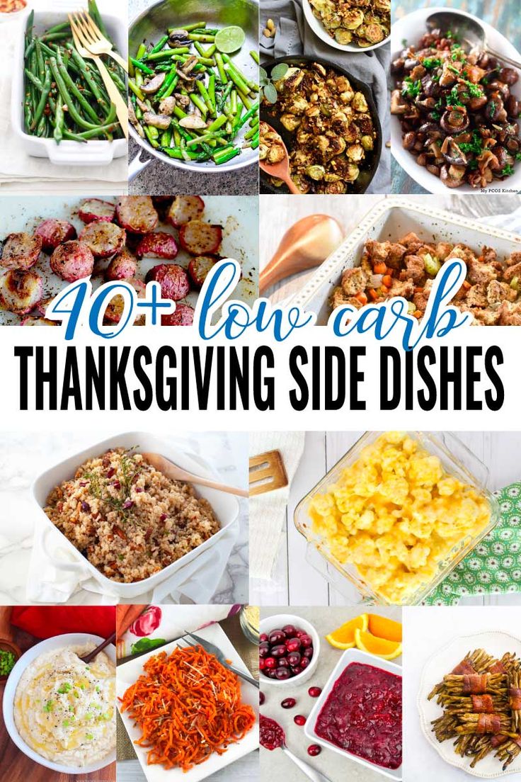 a collage of thanksgiving side dishes with text overlay