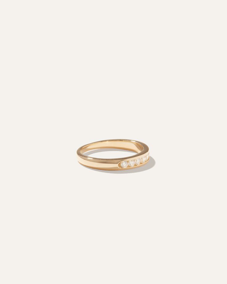 The seven natural diamonds in this band are securely set in a recycled 14k gold channel setting, creating a bold look with a 3.4mm width. Whether worn alone or stacked with other rings, this band is sure to make a statement.  | Quince | Women's Diamond Channel Set Seven Stone Band Rings in Yellow Gold, Size 6.5 Channel Set, Soft Toothbrush, Women Diamond, Quince, Diamond Jewelry, Natural Diamonds, Band Rings, Yellow Gold, White Gold