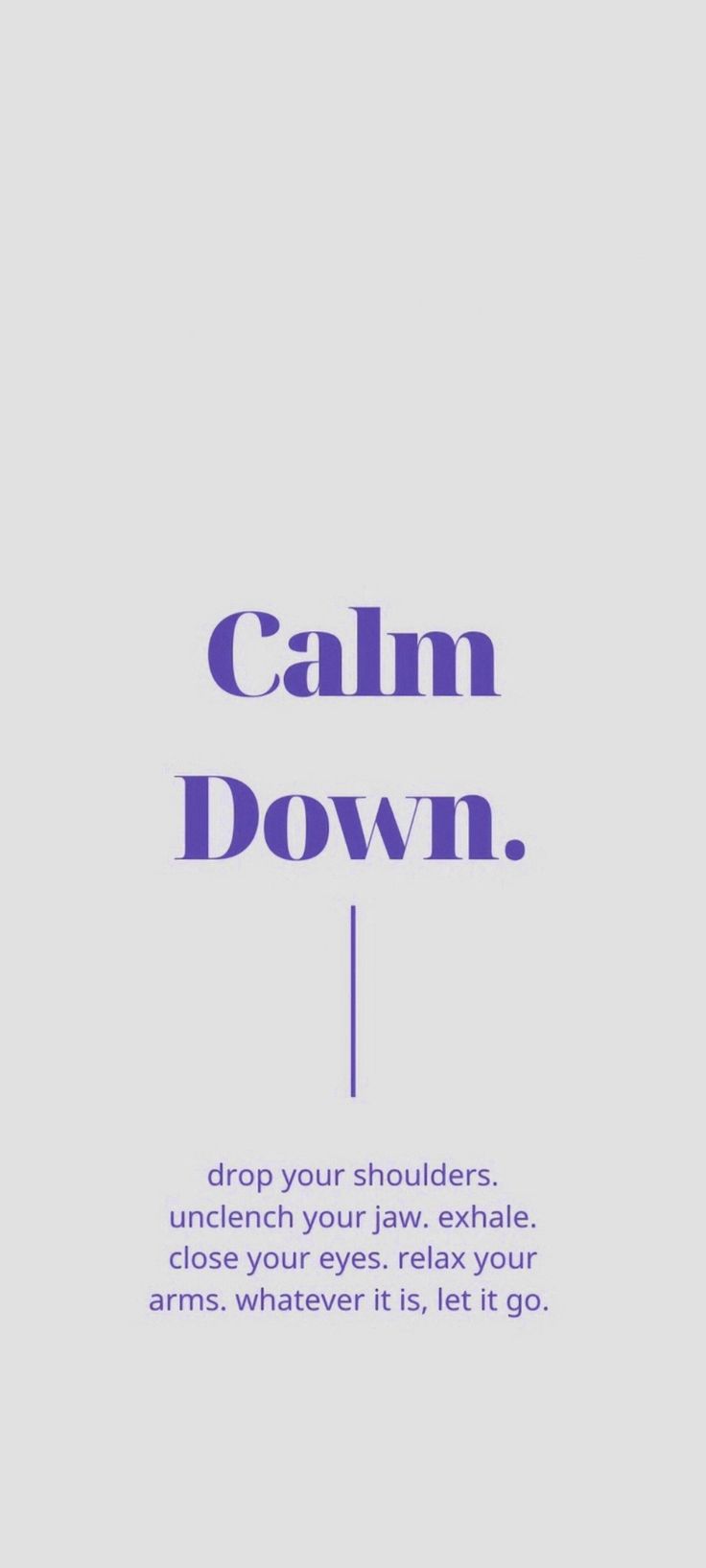 a poster with the words calm down and an arrow pointing to it's left side