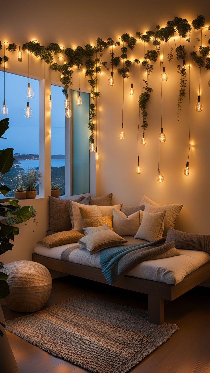 a living room filled with lots of lights