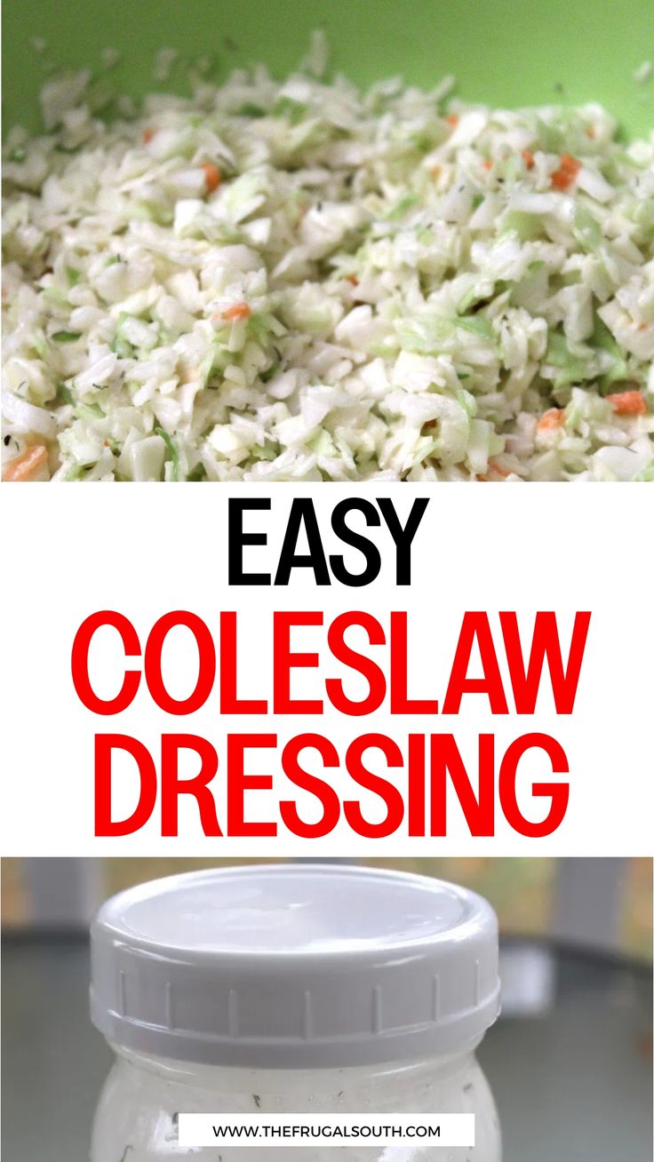 coleslaw dressing in a jar with text overlay