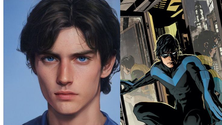 an image of a man with blue eyes next to a photo of the character batman