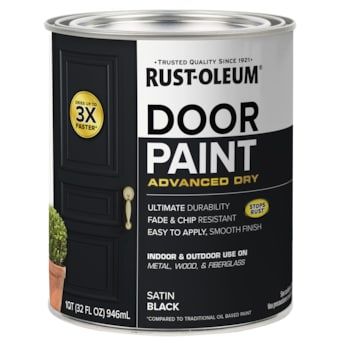 a black paint can with the door painted