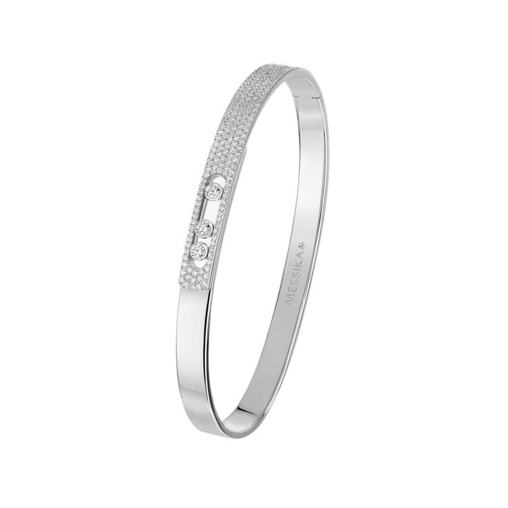 Messika Jewelry - BRACELET DIAMOND WHITE GOLD MOVE NOA BANGLE PM PAVÉ | Manfredi Jewels Messika Bracelet, White Gold Diamond Bracelet, Pave Bangle, White Gold Bangle, Diamond Bangle Bracelet, Pave Bracelet, The Bangles, Diamond Bangles Bracelet, Bracelets Gold Diamond