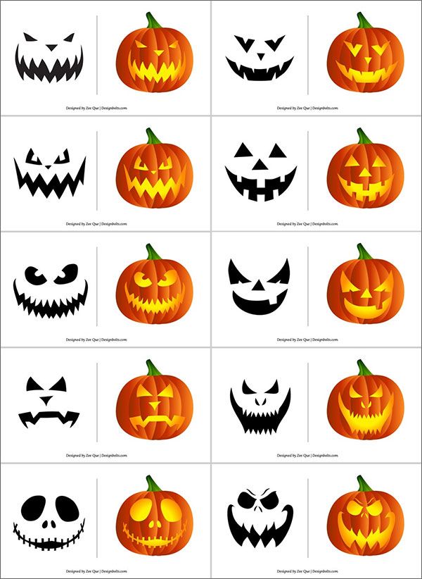 halloween pumpkins with different faces on them