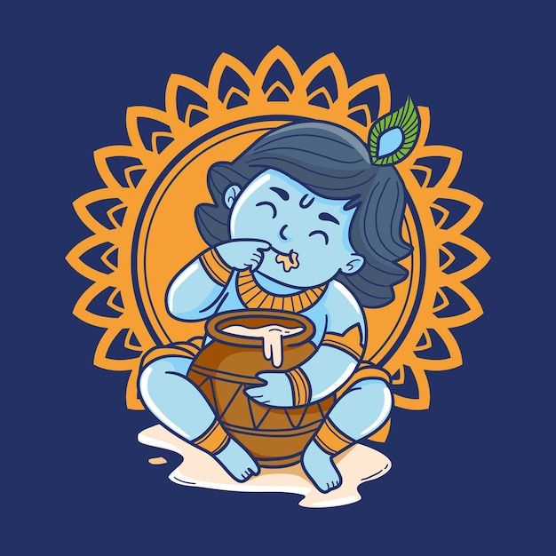 lord ganesha sitting on the floor with pot