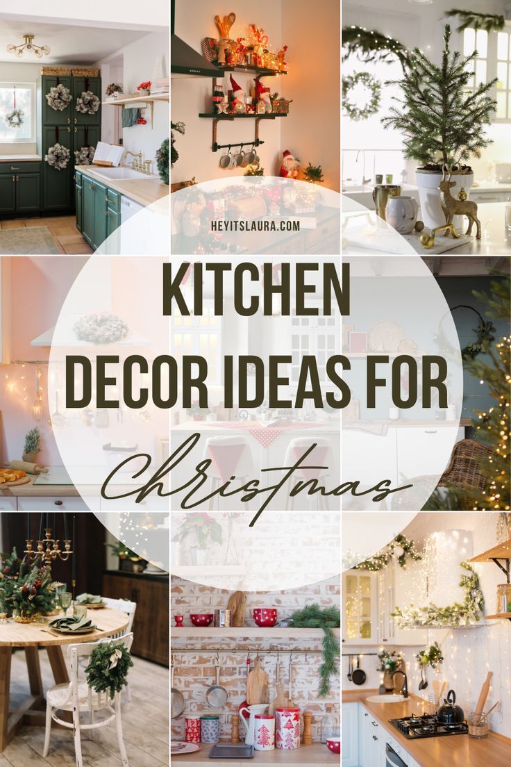 kitchen decor ideas for christmas with text overlay