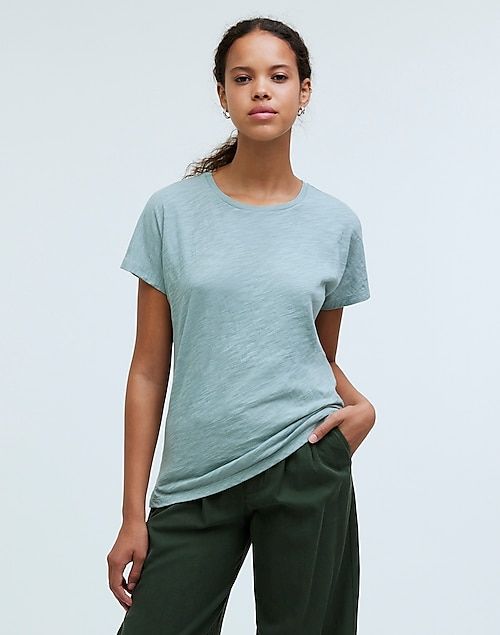 Dolman-Sleeve Crewneck Tee in Slub