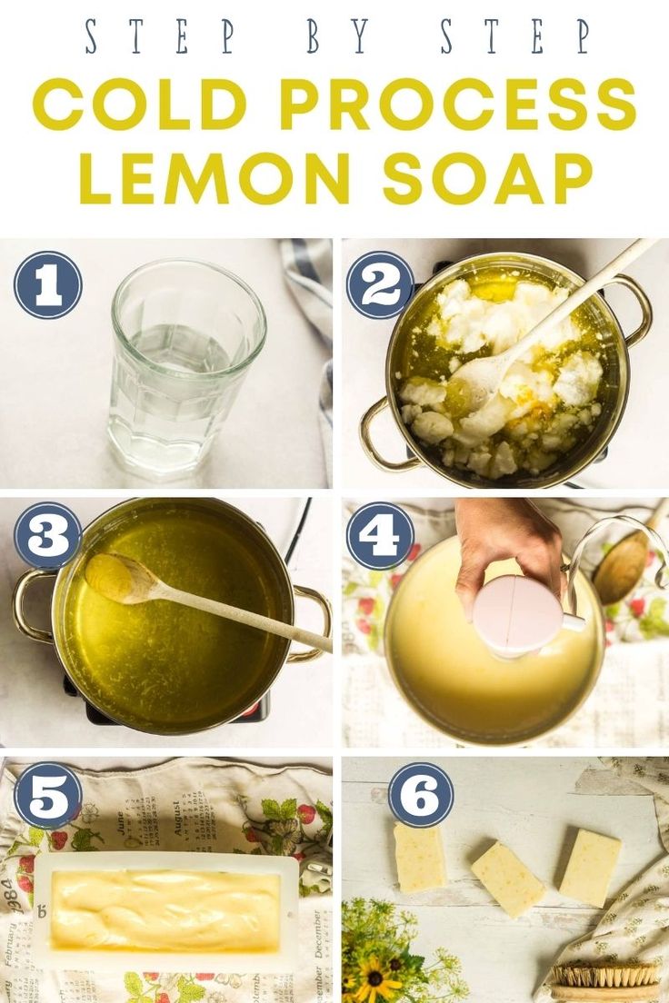 step by step instructions to make cold process lemon soap for the bath and body, including how to use it