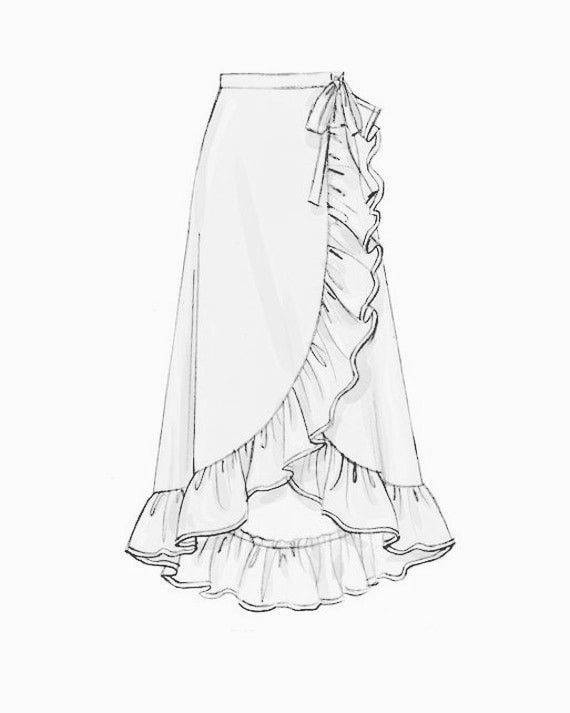 a drawing of a skirt with ruffles on the bottom