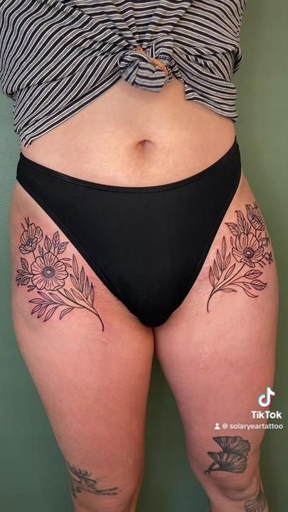 Hip Tattoos Symmetrical, Symmetrical Hip Tattoos, Hippie Tattoo, Hip Tattoos, Hip Tattoo, Tattoo Inspo, Solar, Roses, Tattoos