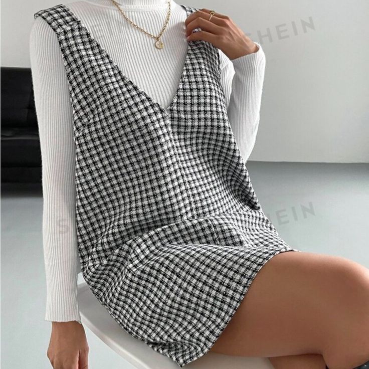 Add A Touch Of Playful Style To Your Wardrobe With This Adorable Plaid Print Overall Dress From Shein. Perfect For Layering Or Wearing On Its Own, This Dress Features: Size: Small (S/4) Color: Classic Plaid Print In Versatile Colors Design: Overall Dress With Adjustable Straps And Front Pocket Detail Material: Soft And Durable Fabric For All-Day Comfort Condition: Never Worn, Nwot This Shein Overall Dress Is Perfect For A Casual Day Out Or A Fun Weekend Look. Pair It With Your Favorite Tops, Swe Shirt Under Dress, Dress From Shein, Ralph Lauren Womens Clothing, Work Fits, Shein Dress, Pinafore Dress, Overall Dress, Plaid Print, Plaid Dress