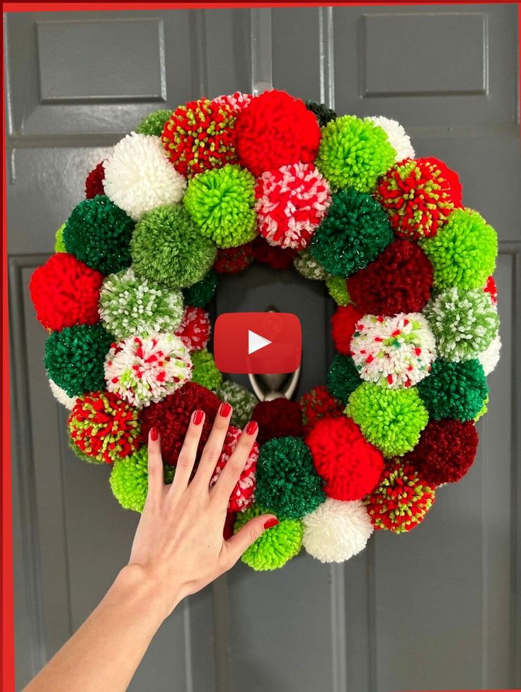 ++/grinch Pom Pom Wreath - Etsy diy christmas wreaths ideas dollar tree, diy christmas wreaths with bells, diy christmas wreaths ideas, diy christmas wreaths. Diy Christmas Pom Pom, Holiday Wreaths Diy Christmas, Christmas Pom Pom Crafts, Make Pom Poms, Christmas Wreaths For Windows, Pompon Diy, Christmas Pom Pom, Christmas Wreath Craft, Pom Wreath