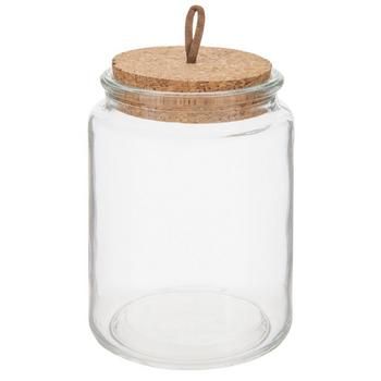 a glass jar with a cork lid