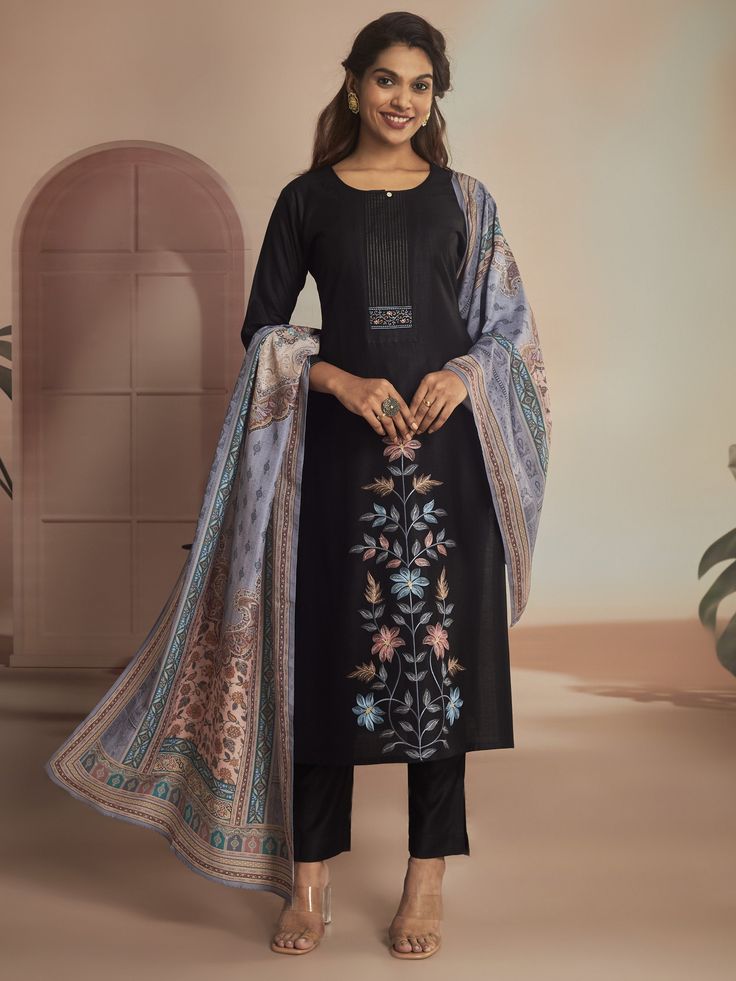 Meera Kamiz & Pant - Roop Darshan Exclusive Gowns, Lace Suit, Cotton Silk Fabric, Unstitched Suits, Ladies Gown, Silk Suit, India Fashion, Exclusive Fashion, Suit Fashion