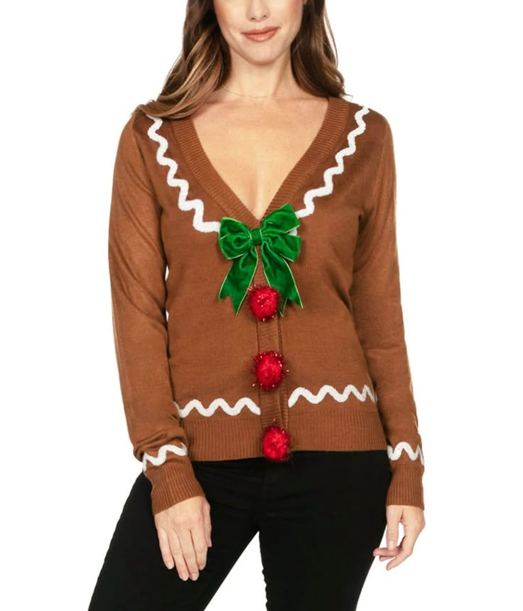 Let’s go, girls. Today we’re going out to get this bread. We ain’t just talkin’ any bread – this one’s gingerbread. Go out as the sweetest cookie Christmas has ever seen in the Women’s Gingerbread Man Cardigan! Cute and cuddly with a hint of crunch. Tipsy Elves, Christmas Cardigan, Christmas Outfits Women, Christmas Sweaters For Women, Cute Cardigans, Stylish Sweaters, Whimsical Christmas, Pet Holiday, Holiday Sweater