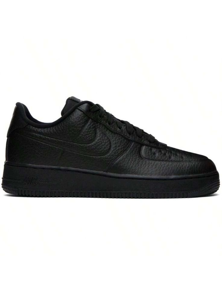 Nike 
Black Air Force 1 '07 Pro-Tech Sneakers 
Low-top waterproof grained leather sneakers in black. 
. Embossed detailing throughout 
. Lace-up closure 
. Logo patch at padded tongue 
. Padded collar 
. Swoosh embossed at sides 
. Logo printed at heel counter 
. Nike Air cushioning at footbed 
. Jersey lining 
. Foam rubber midsole 
. Treaded rubber outsole 
Please note that this item may only be shipped within North America. 
Supplier color: Black 
Upper: leather, textile. Sole: rubber. 
Made Black Leather Sneakers With Logo Patch, High-top Nike Air Force 1 With Embossed Logo, Nike Air Force 1 High-top With Embossed Logo, Nike Air Force 1 Sporty Shoes With Embossed Logo, Nike Air Force 1 Low-top With Embossed Logo, Nike Air Force 1 With Embossed Logo For Sports, Nike Air Force 1 Casual Streetwear With Embossed Logo, Nike Air Force 1 With Embossed Logo, Sporty Nike Air Force 1 With Embossed Logo