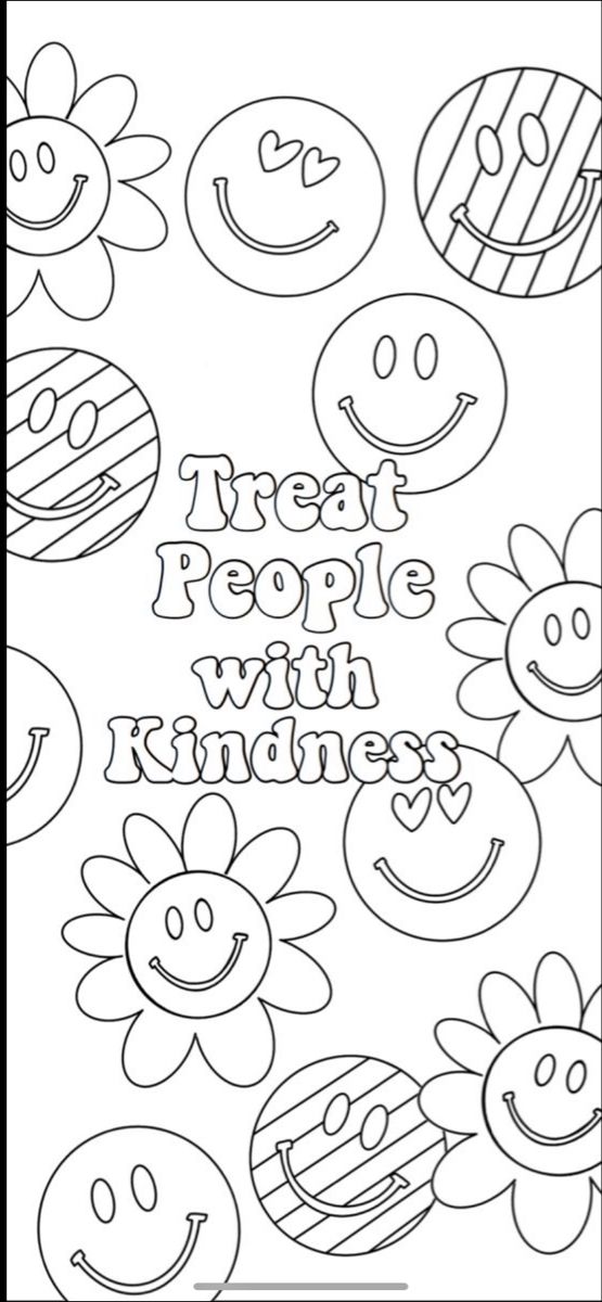 a coloring page with smiley faces and words that say treat people with smiles on them