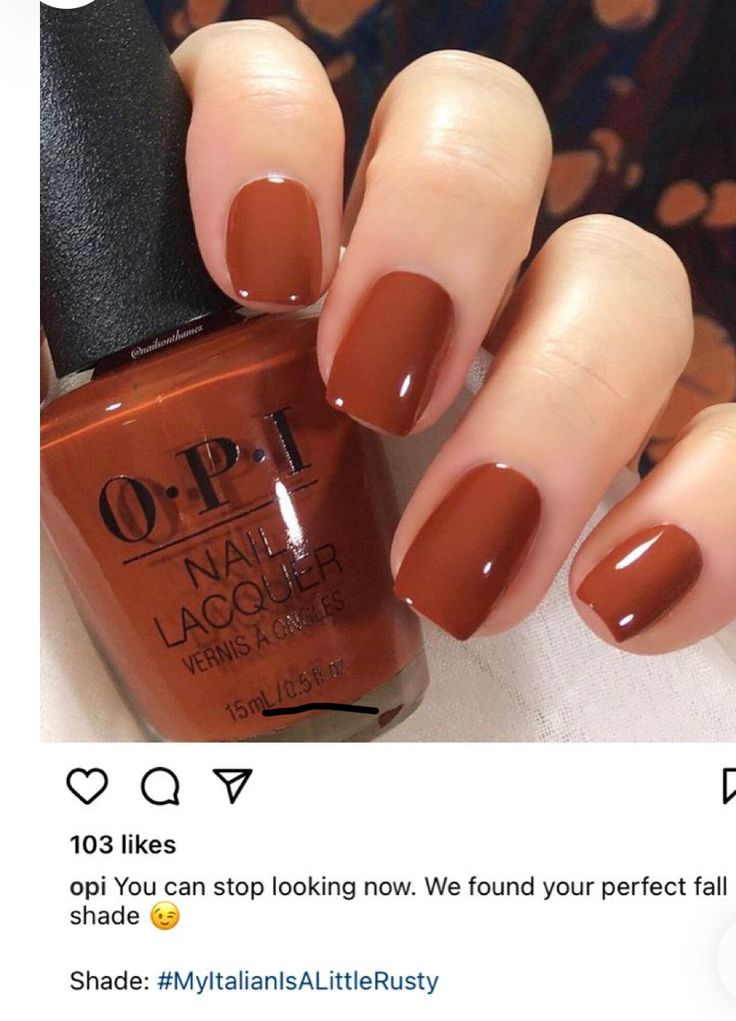 Shellac Nails Fall Autumn, Opi Autumn Colours, Burnt Orange Nail Color, September Nail Colors 2024, Barb Nails, Brown Nails For Fall, Terracotta Nails, Nails For The Fall, Fall Gel Nail Polish