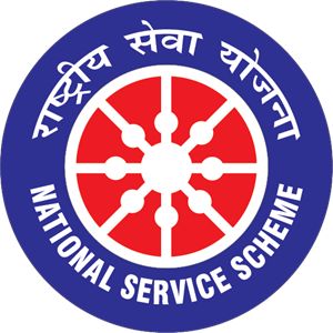 the national service scheme logo is shown in red and blue, with white letters on it