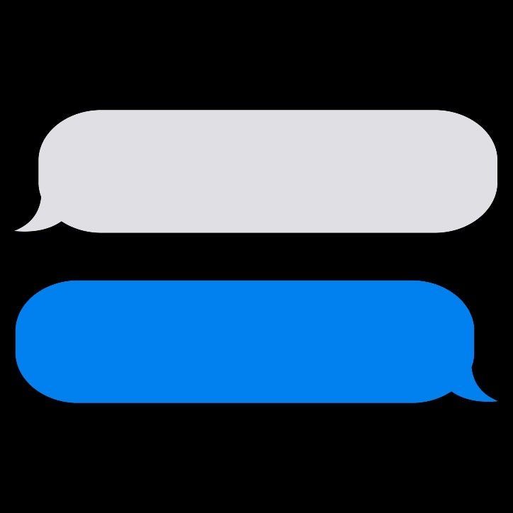 two blue and white speech bubbles on a black background, one with an empty bubble