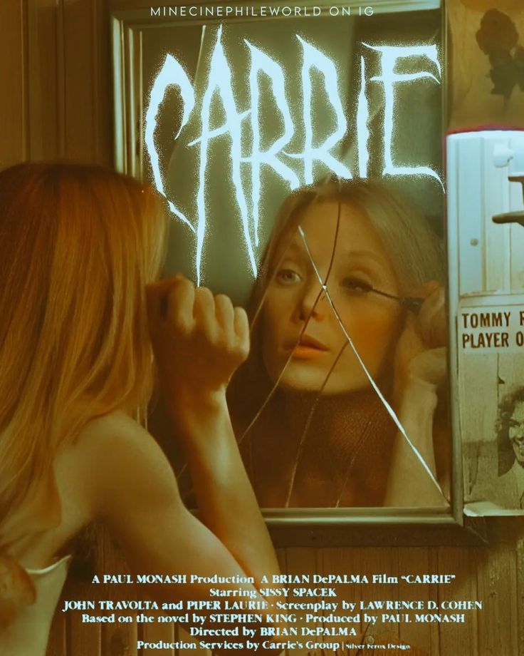 the movie poster for charlie starring two women in front of a mirror with graffiti on it