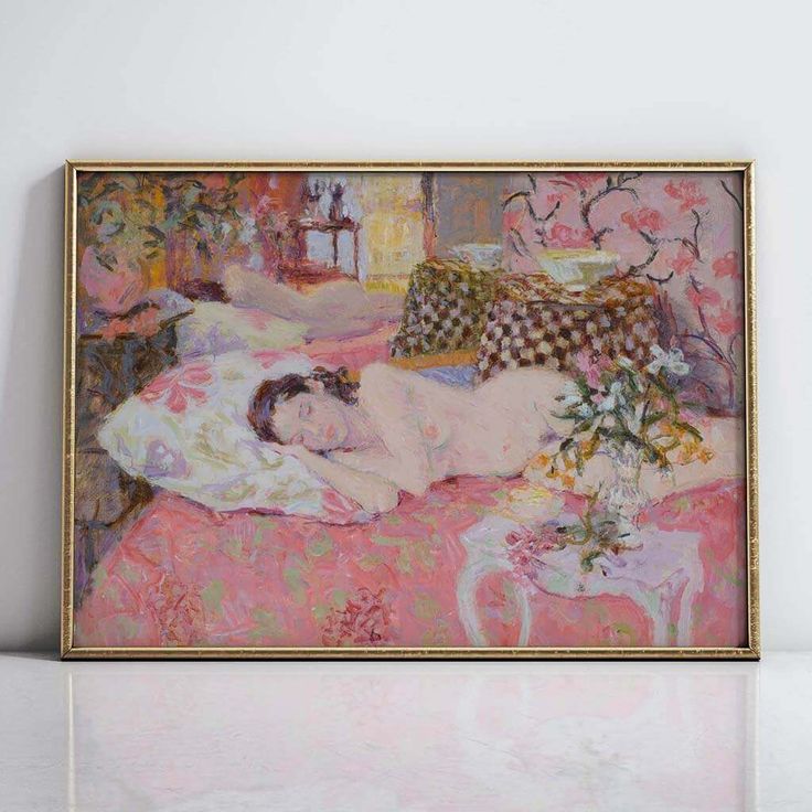 Pink Afternoon Printable Wall Art 6 Paintings On Wall, Bedroom Artwork Above Bed, Hugo Grenville, Artwork Over Bed, Bed Artwork, Pink And Green Art, Pink Paintings, Painting Above Bed, Art Prints Aesthetic