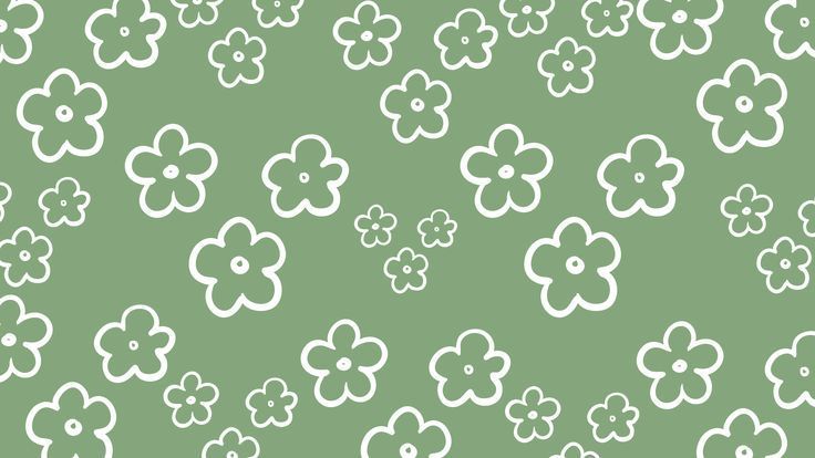 a green background with white flowers in the shape of circles on top of each other