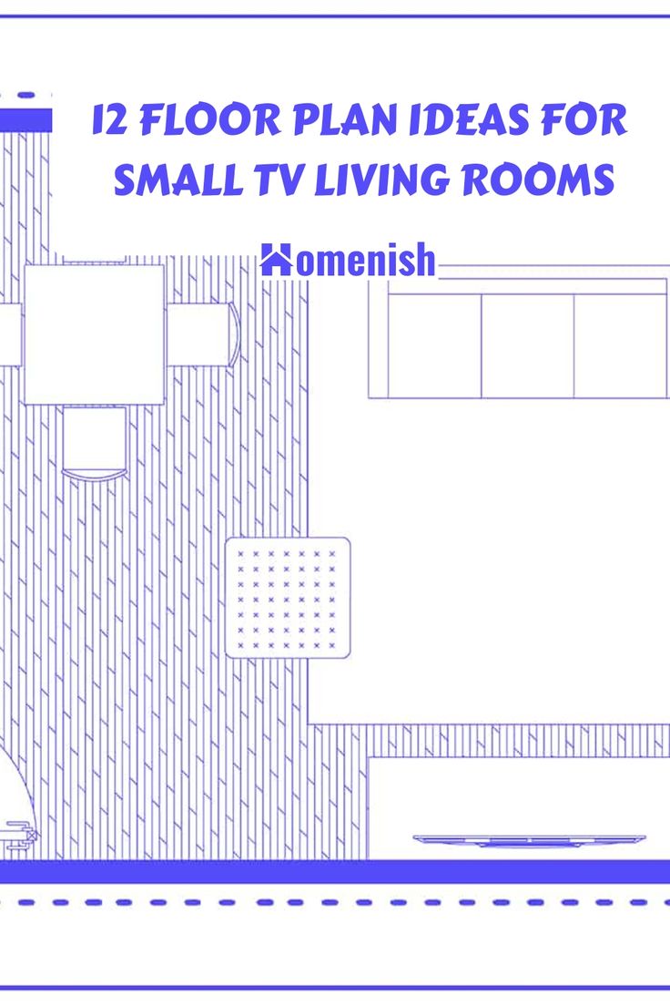 the floor plan for small living rooms is shown in this blue and white graphic style