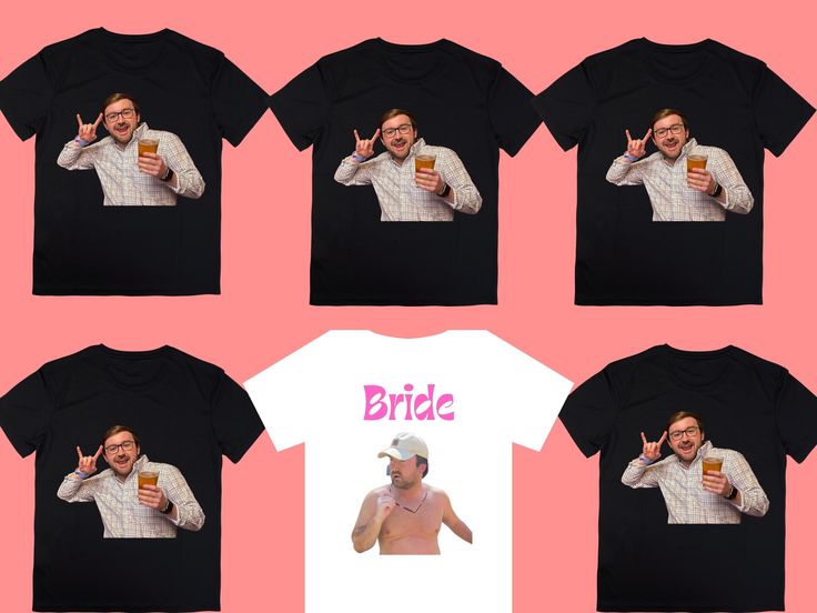 Put the groom's face on a T-shirt for your bachelorette party! Rather put the bride's face on a shirt? Great, we can do that too! A guaranteed hit for any upcoming bachelorette!  - Adult unisex 100% cotton T-shirts - Sizes from XS-XL (Sizes larger than an XL will increase in price) - Starting package comes with 5 total T-shirts (1 shirt for the bride with 4 additional group shirts) - The more you buy the more you save! - If you need various T-shirt sizes, please enter the sizing information in the personalization box - One or multiple photos can be used (more than 2 photos will increase in price) - If you need more shirts than listed please send a message with the size of your group & we will be happy to meet your request! 🎉💍Life of the Party: Celebrate your bride and the groom-to-be in Bachelorette Grooms Face, Bachelorette Fiance Face, Grooms Face Bachelorette, Bachelorette Outfits Group, Bachelorette Party Outfits Group, Bachelorette Shirts Funny, Bachelorette Slumber Parties, Funny Bachelor Party, Funny Bachelorette Shirts