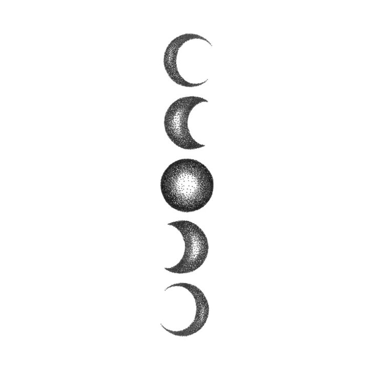 three phases of the moon on a white background