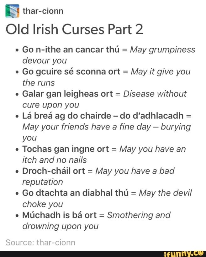 an old irish curse part 2 with the words in english and spanish on top of it