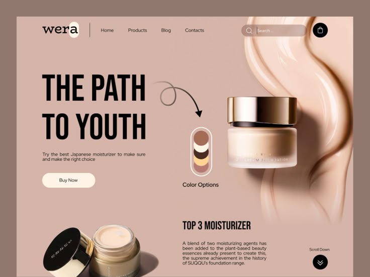 the website is designed to look like it's about to be used for cosmetics