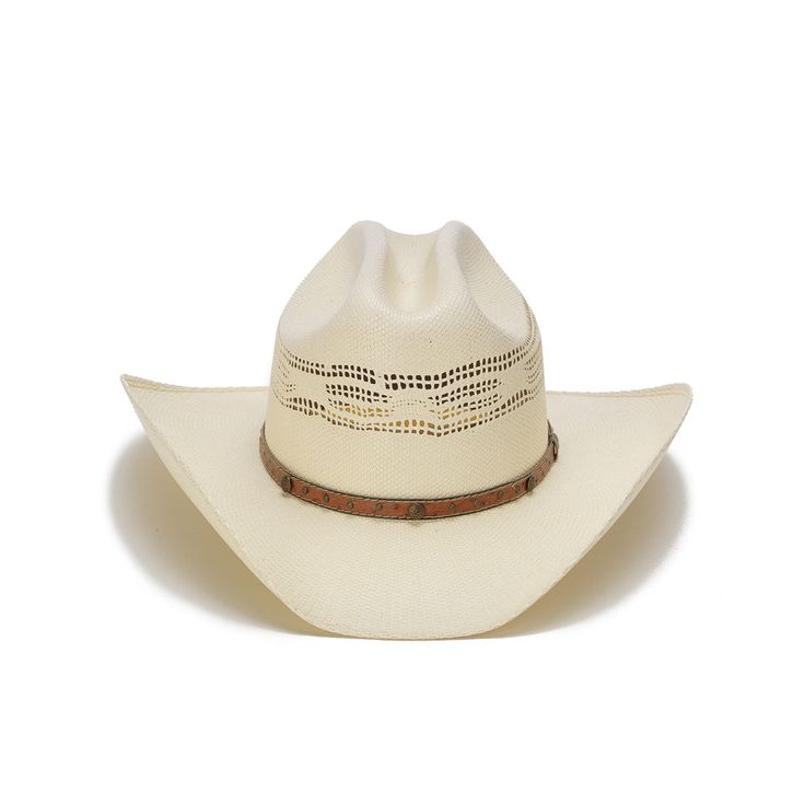 Travel in style with LA NETA's Stampede collection hat. Constructed with a bangora straw material, this 4 inch brim hat offers certified protection from the sun. With its genuine leather band partnered with mini studs, you can be sure of a stylish and secure fit. An X-Comfort sweatband enables premium breathability and moisture-wicking comfort. White Cowboy Hat, Brown Cowboy Hat, Mens Hats Fashion, Straw Cowboy Hat, Western Hat, Hat Stores, Mini Studs, Western Hats