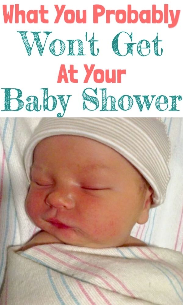 a baby is sleeping with the words what you probably won't get at your baby shower