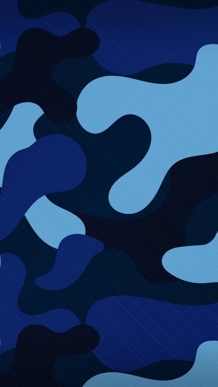 a blue camouflage background with black spots