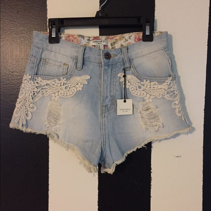 Never Worn, Lightly Washed, High Waisted Denim Shorts. Pretty Designed Lace On Front & Sides (: Size 24 Forever 21 Light Wash Summer Bottoms, Forever 21 Light Wash Short Bottoms, Forever 21 High Rise Bottoms For Summer, Forever 21 Light Wash Summer Shorts, High Rise Bottoms From Forever 21 For Summer, Forever 21 Light Wash High Rise Shorts, Forever 21 High-rise Summer Bottoms, Forever 21 High Rise Light Wash Shorts, Forever 21 Light Wash Shorts