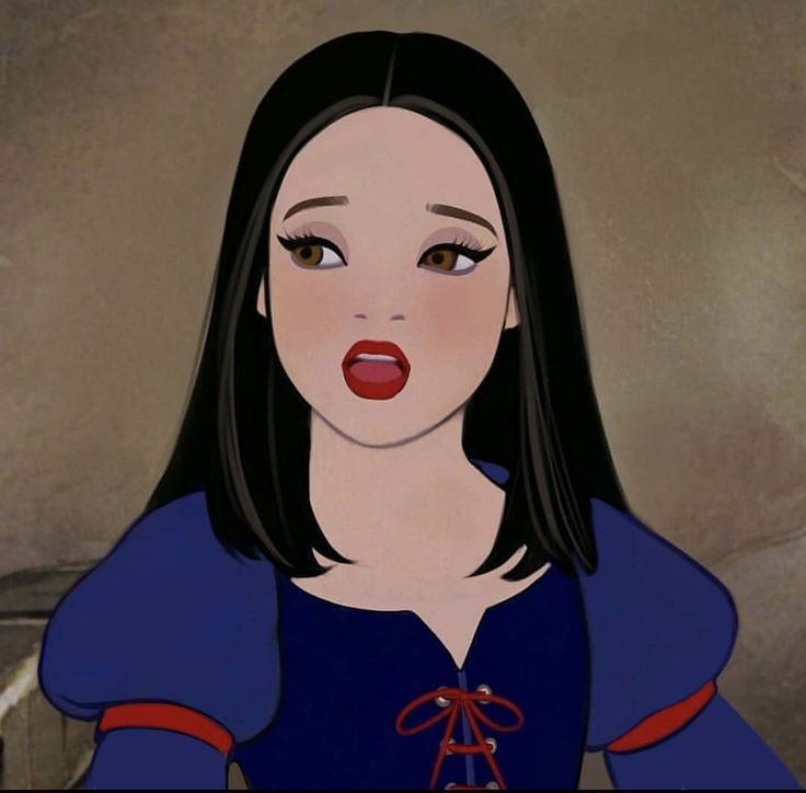 an animated image of snow white with red lips